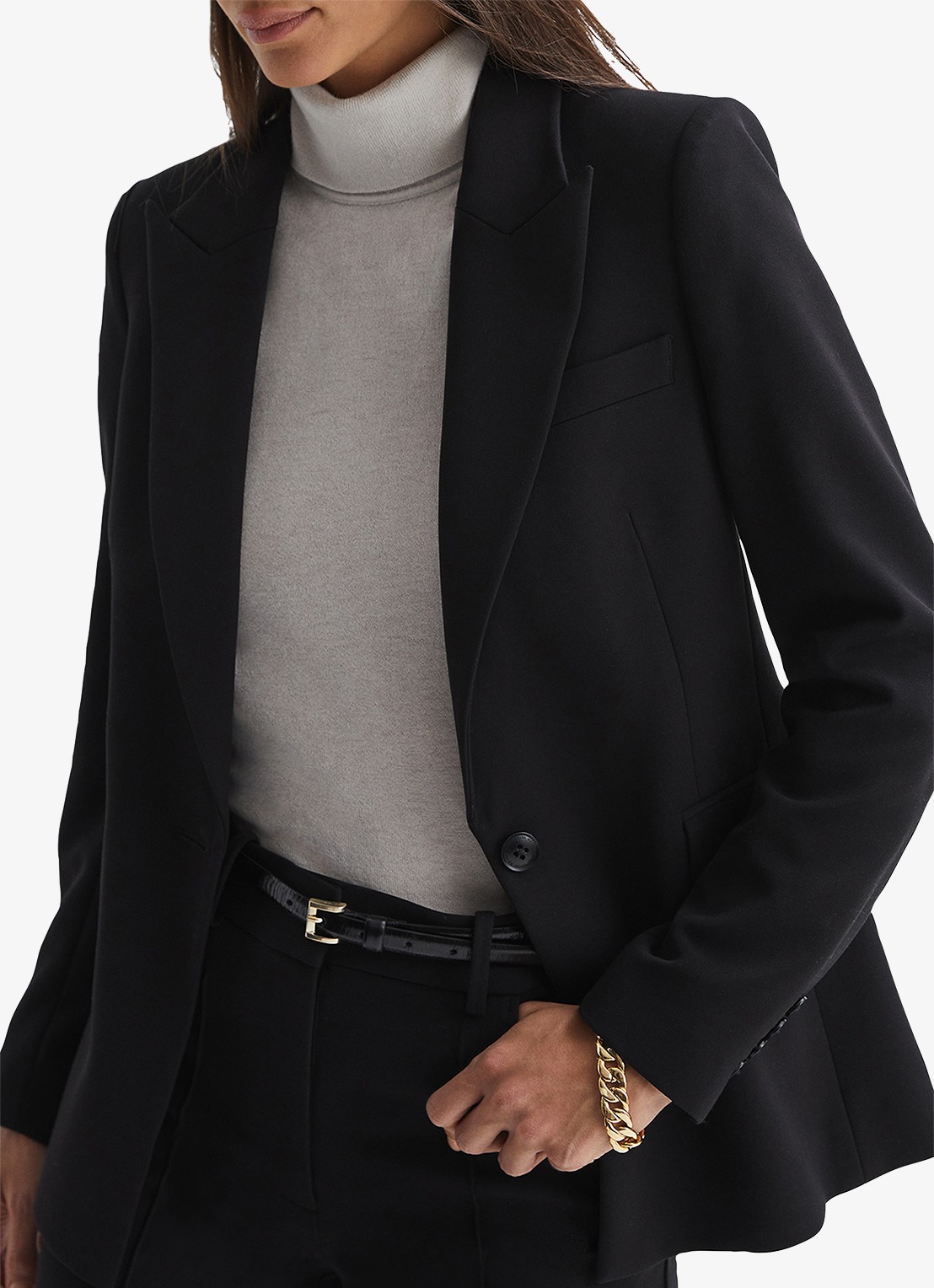 Reiss Gabi blazer met klepzakken - detail 4 black / zwart