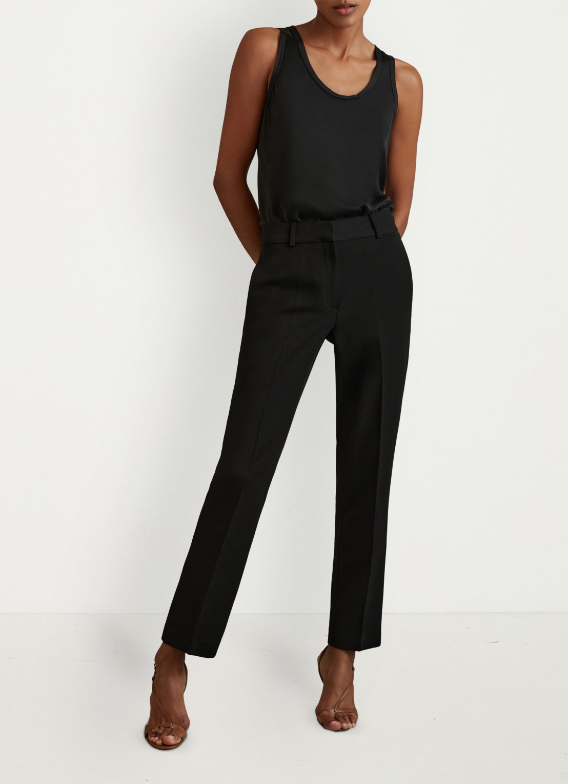 Reiss Gabi high waist slim fit chino - voorkant 5 black / zwart