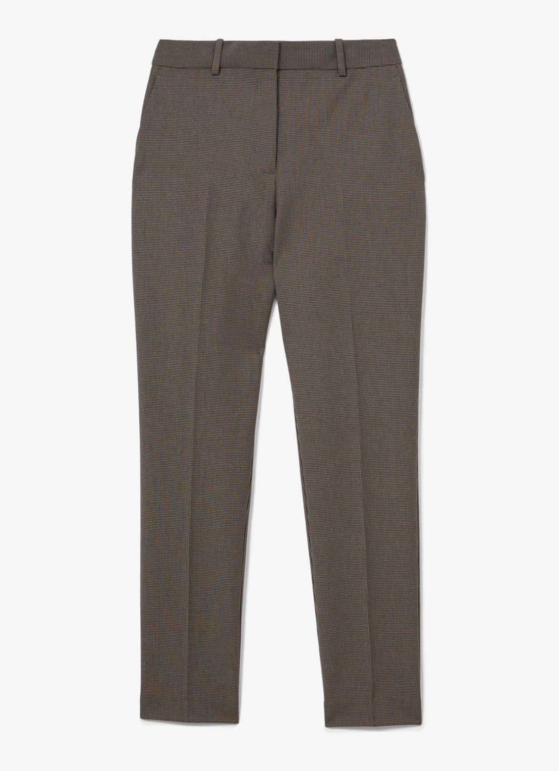 Reiss Gabi high waist slim fit pantalon met pied-de-poule dessin - voorkant bruin
