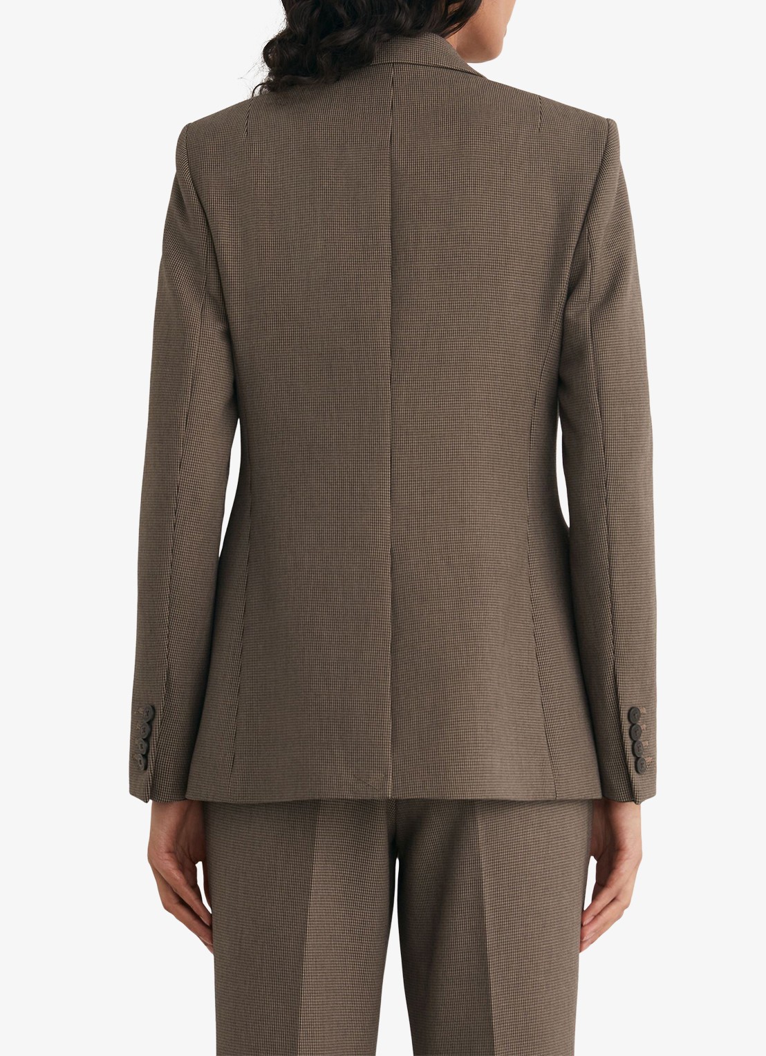 Reiss Gabi single-breasted blazer met pied-de-poule dessin - achterkant bruin