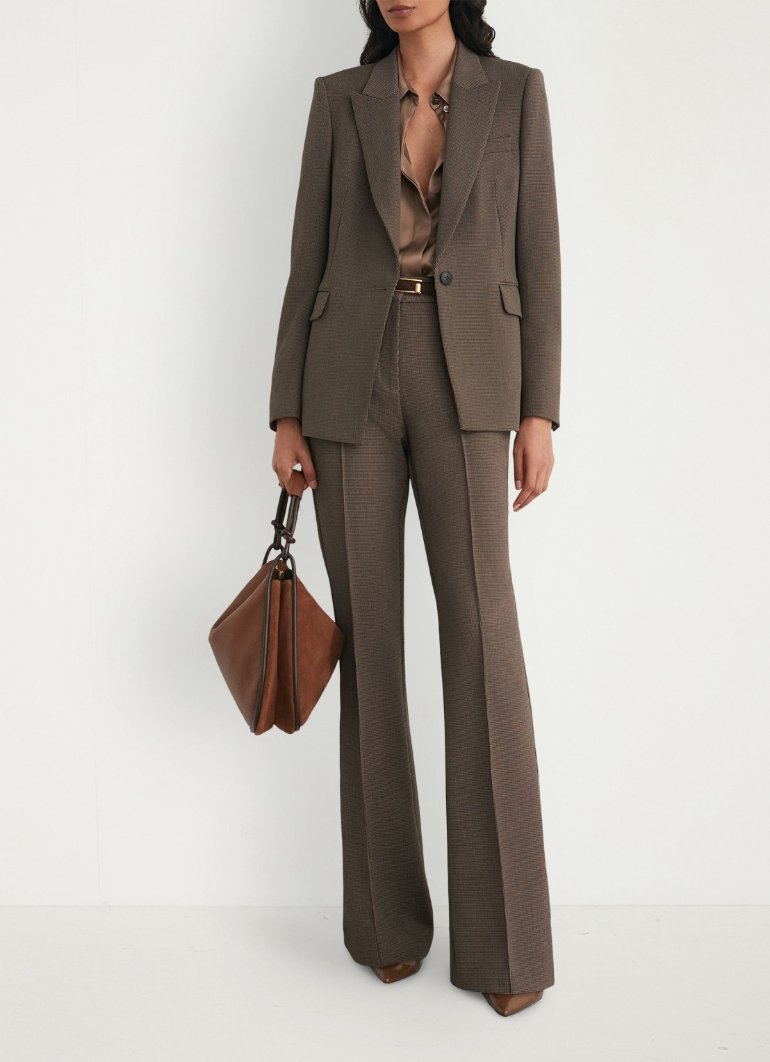 Reiss Gabi single-breasted blazer met pied-de-poule dessin - detail 5 bruin