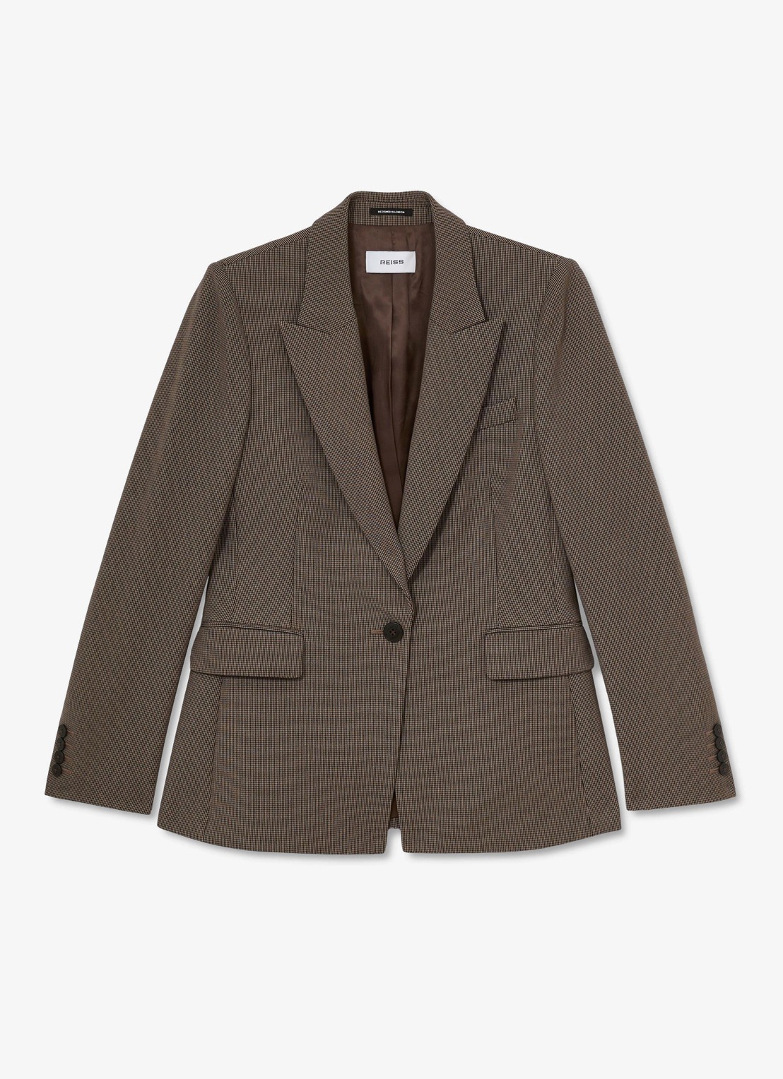 Reiss Gabi single-breasted blazer met pied-de-poule dessin - voorkant 2 bruin