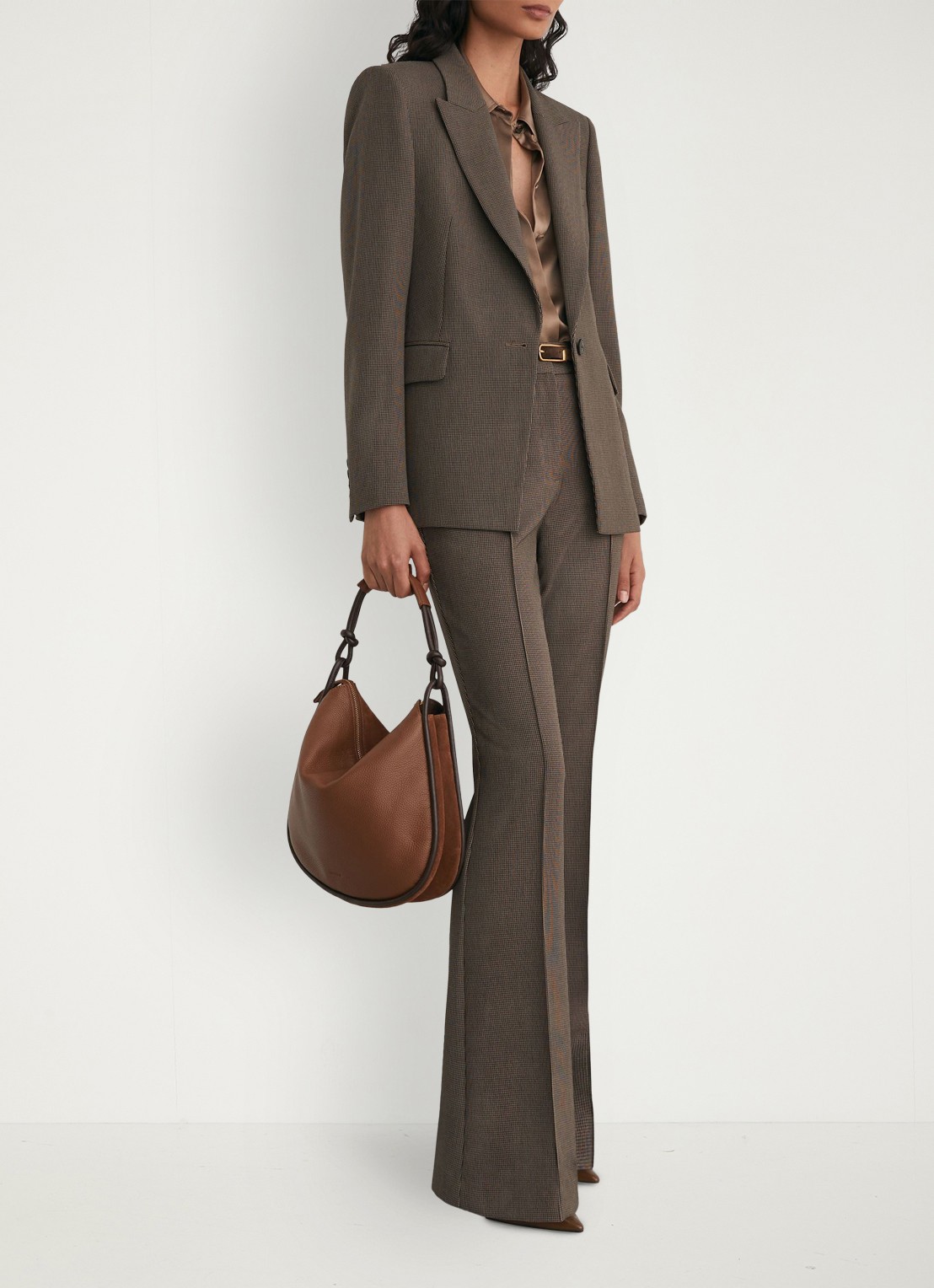 Reiss Gabi single-breasted blazer met pied-de-poule dessin - voorkant 3 bruin