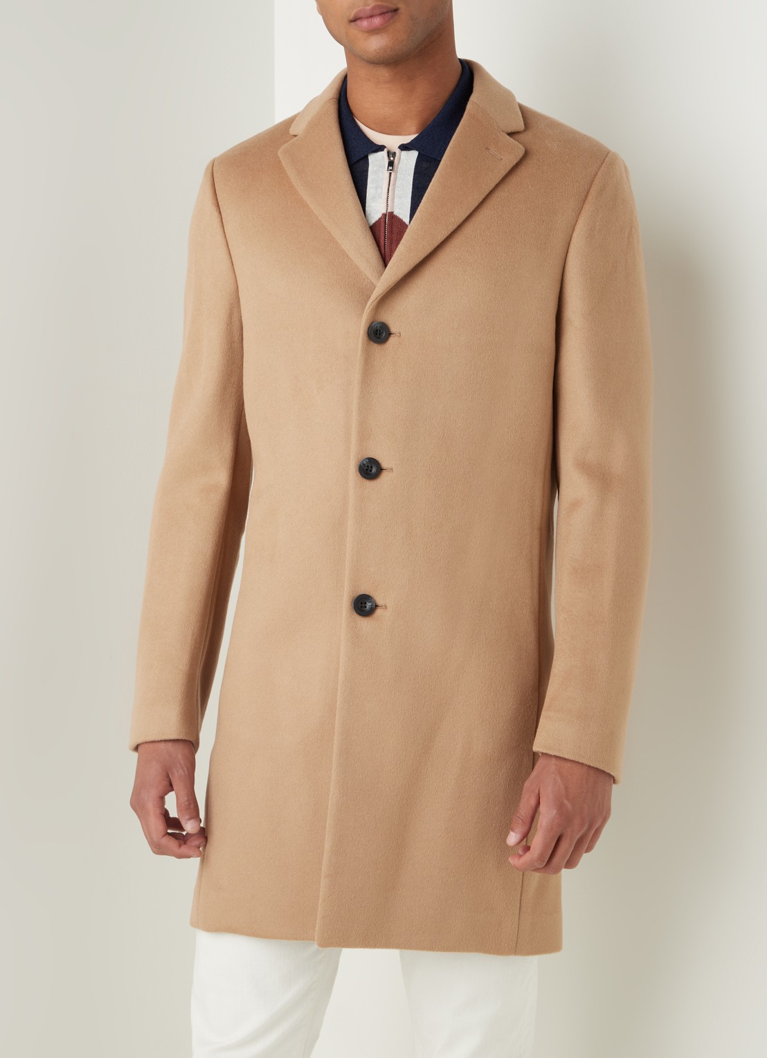 Reiss Gable mantel in wolblend met steekzakken - detail camel