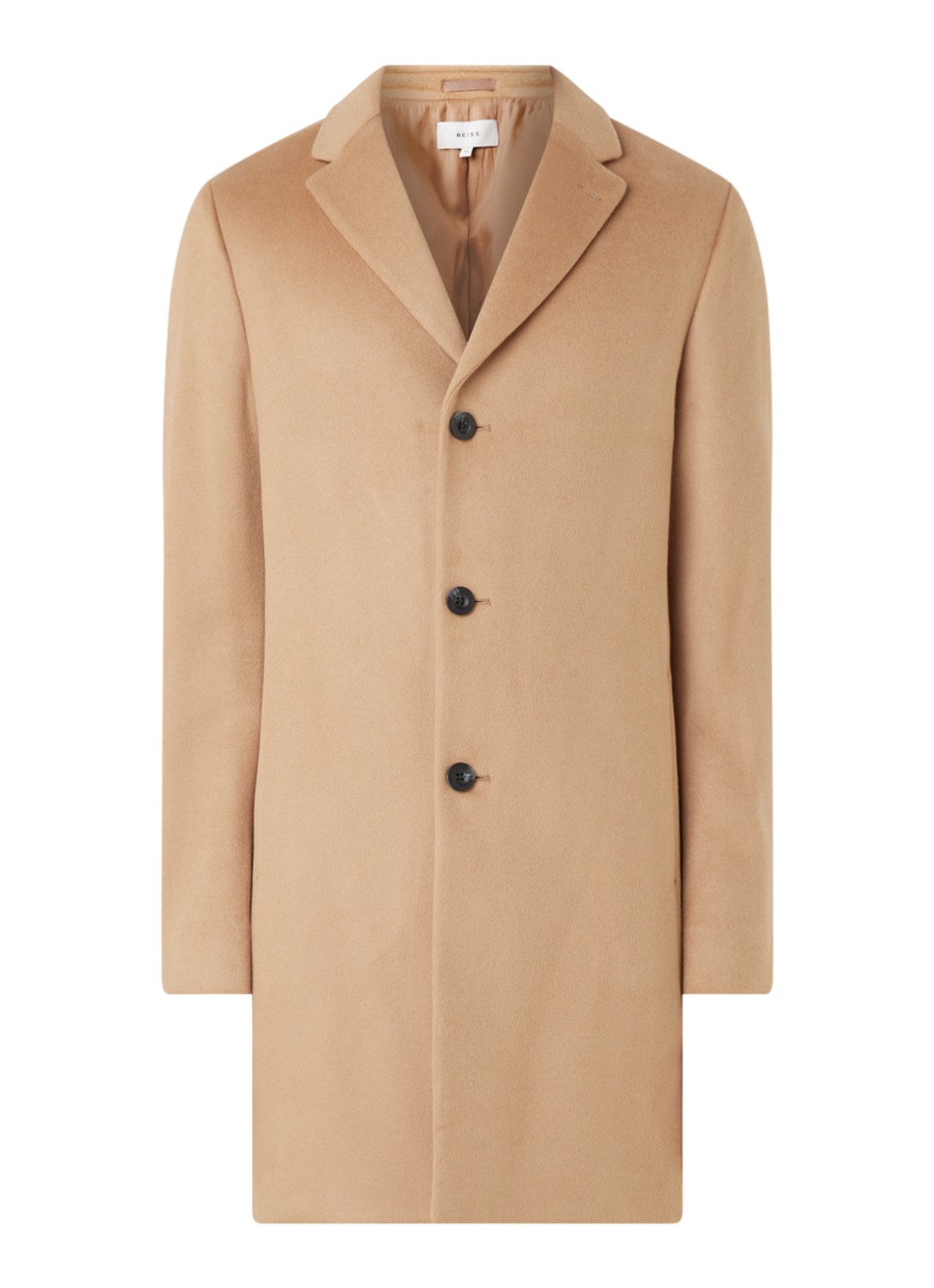 Reiss Gable mantel in wolblend met steekzakken - voorkant 2 camel