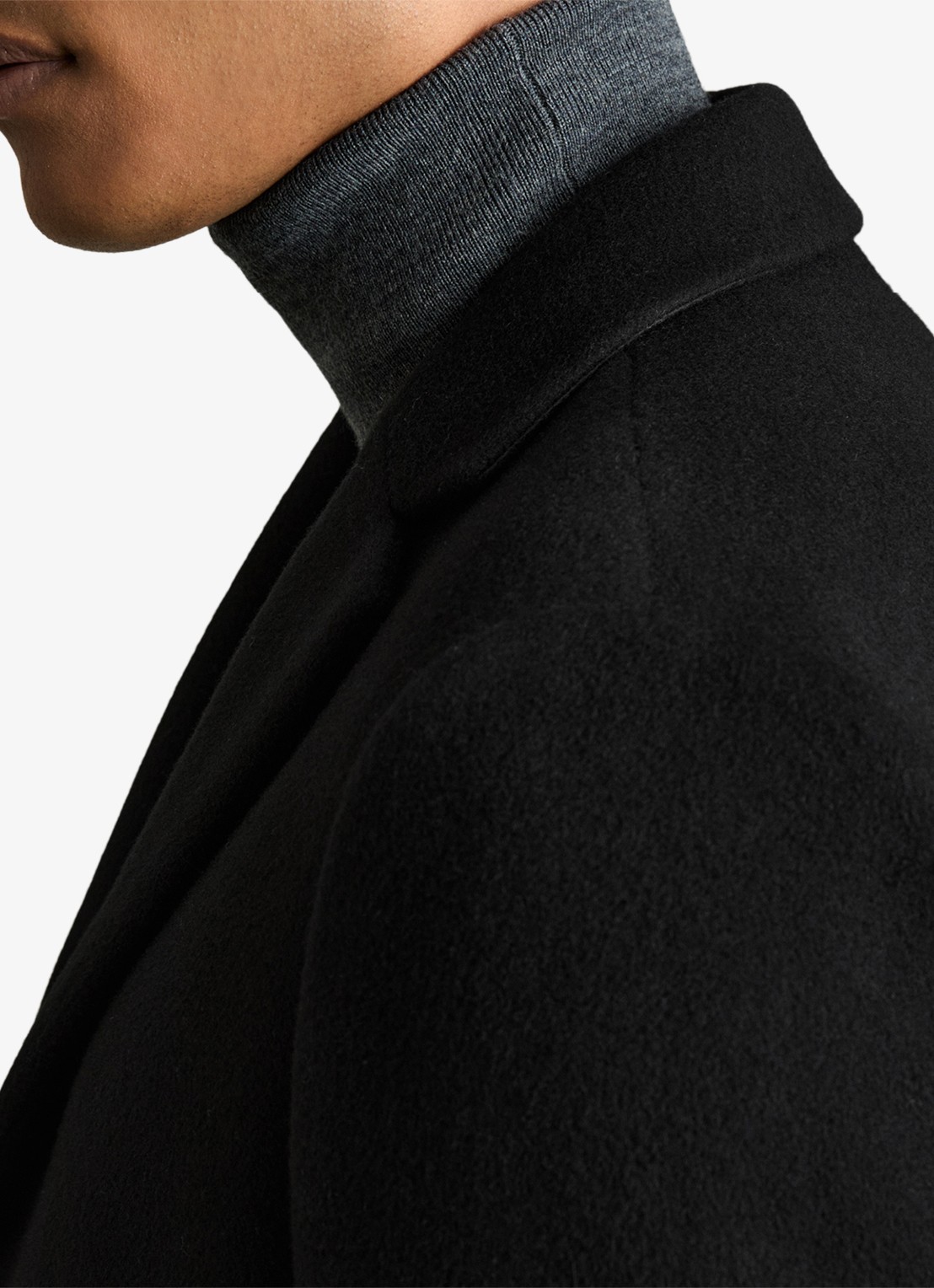 Reiss Gable mantel in wolblend - detail 2 black / zwart