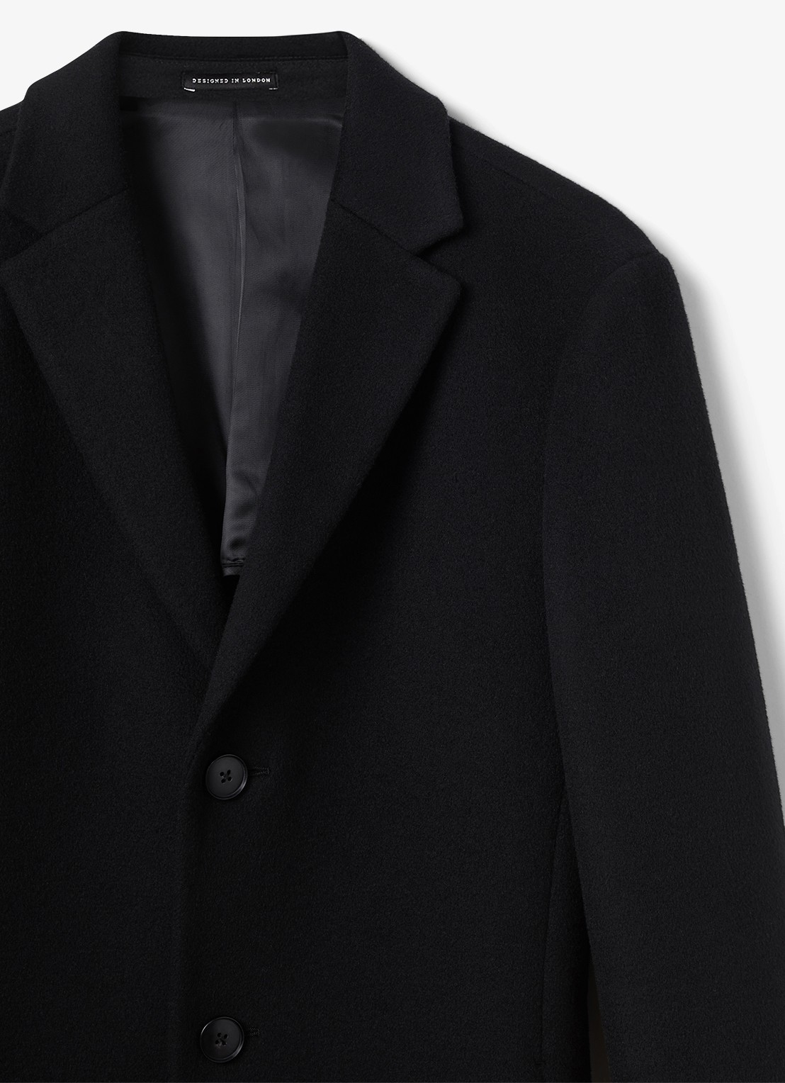 Reiss Gable mantel in wolblend - detail 4 black / zwart
