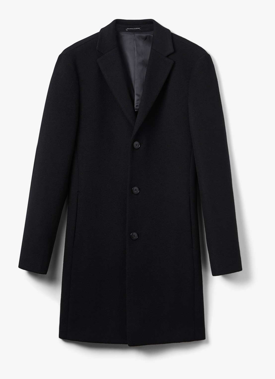 Reiss Gable mantel in wolblend - voorkant 6 black / zwart