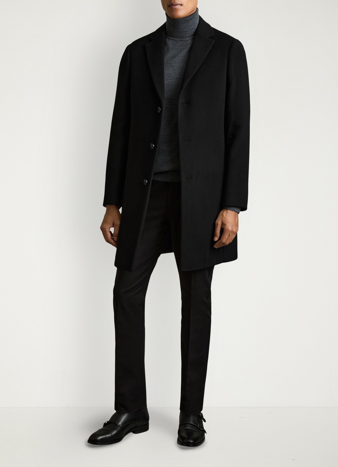 Reiss Gable mantel in wolblend - voorkant 7 black / zwart