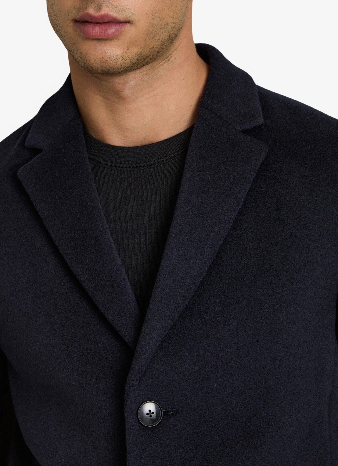Reiss Gable mantel in wolblend - detail 5 navy / blauw
