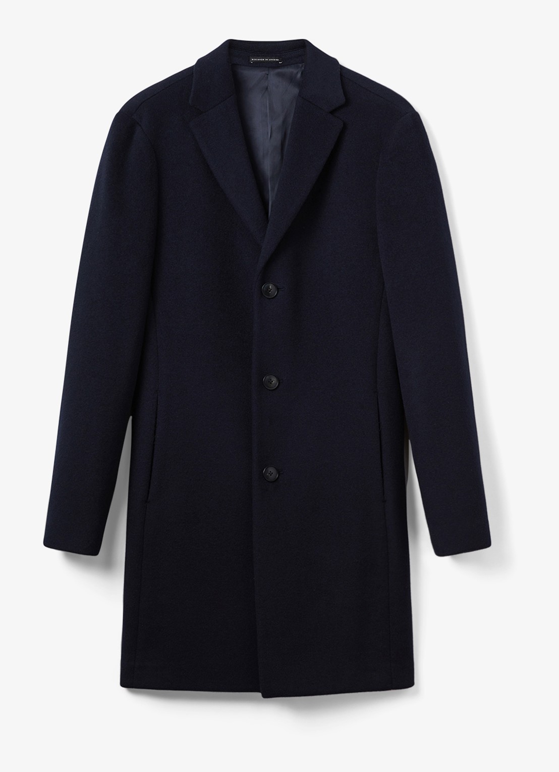 Reiss Gable mantel in wolblend - voorkant 2 navy / blauw