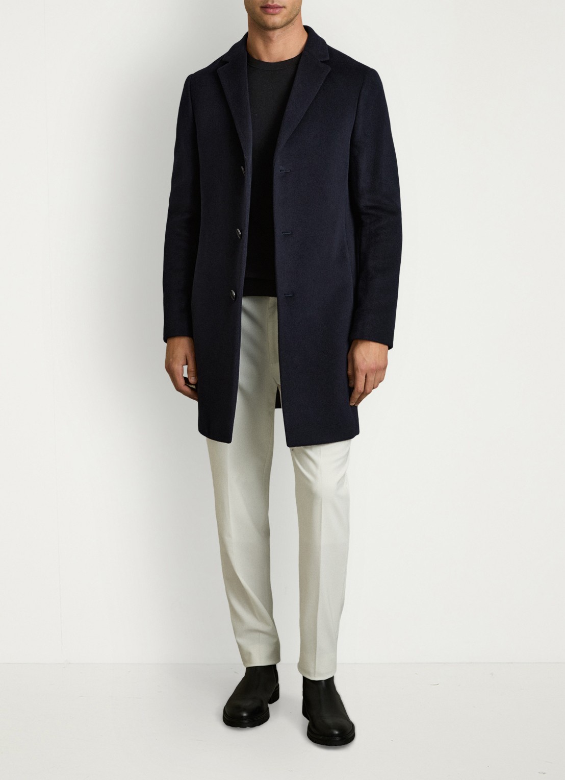 Reiss Gable mantel in wolblend - voorkant 3 navy / blauw
