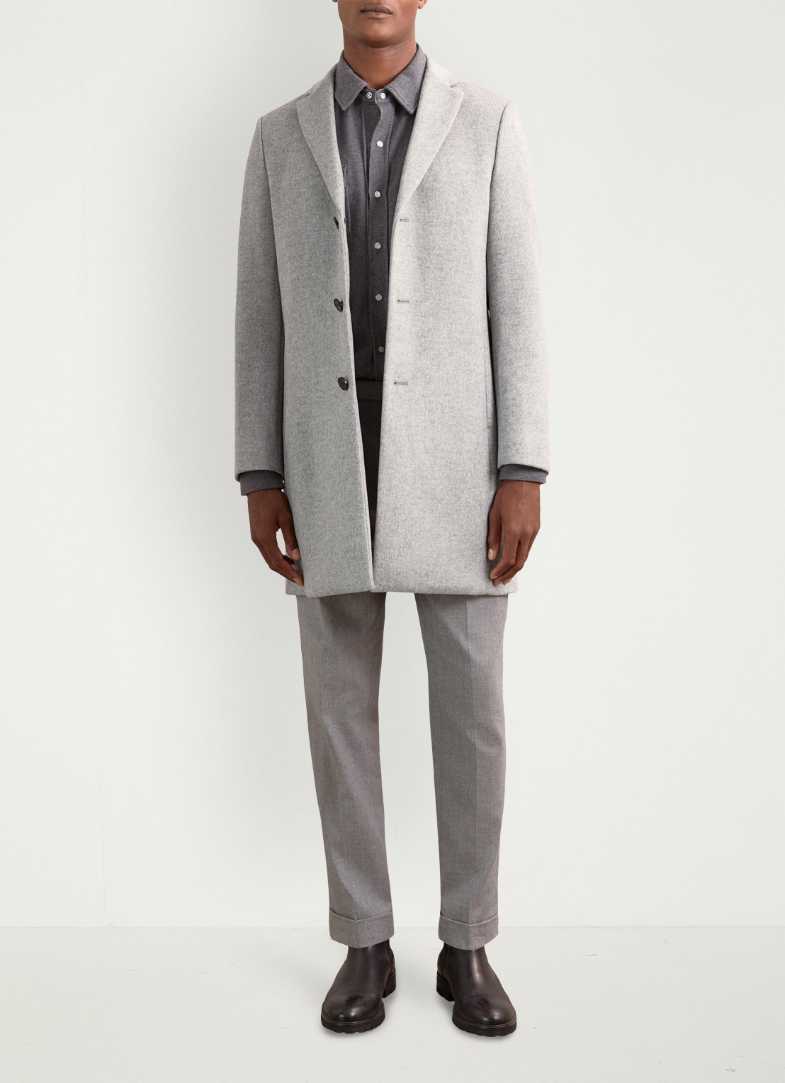 Reiss Gable mantel in wolblend - voorkant 2 soft grey / grijs