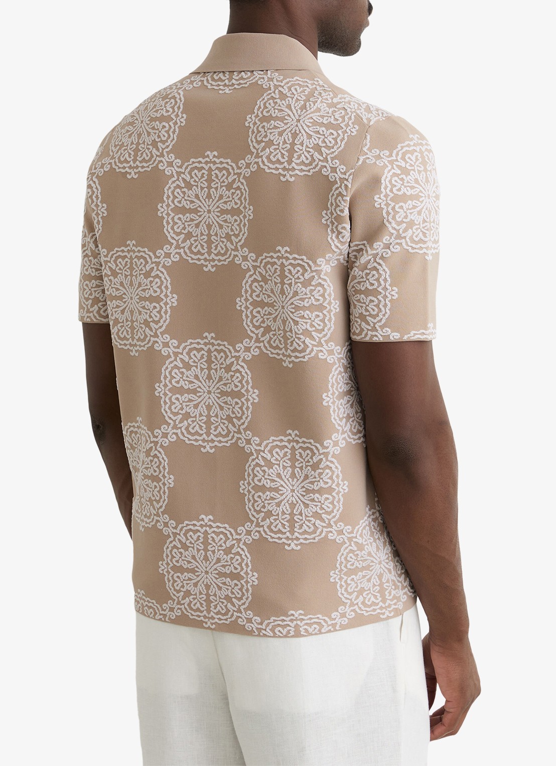 Reiss Gabriel regular fit overhemd met borduring - achterkant 3 beige