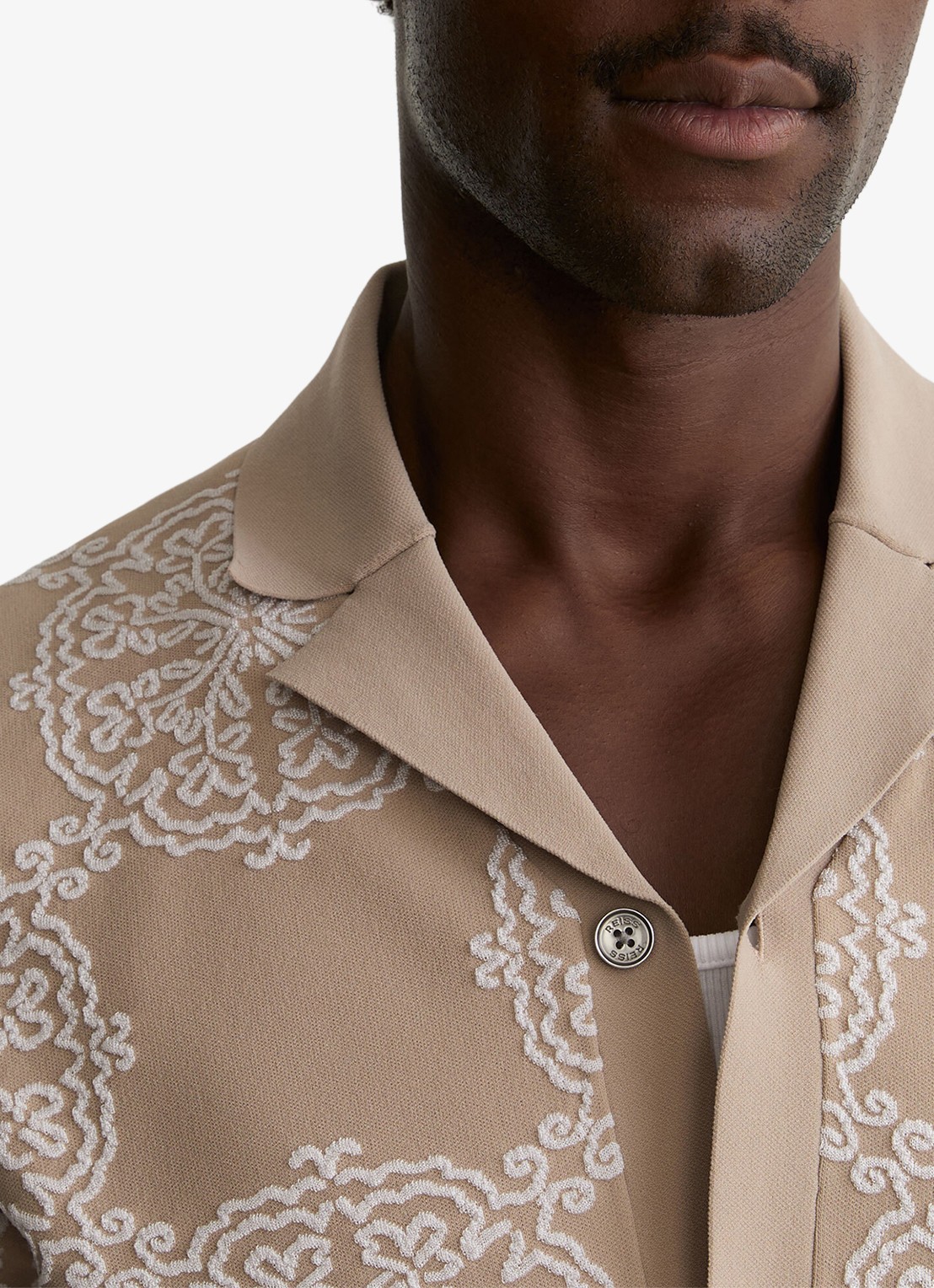 Reiss Gabriel regular fit overhemd met borduring - detail 5 beige