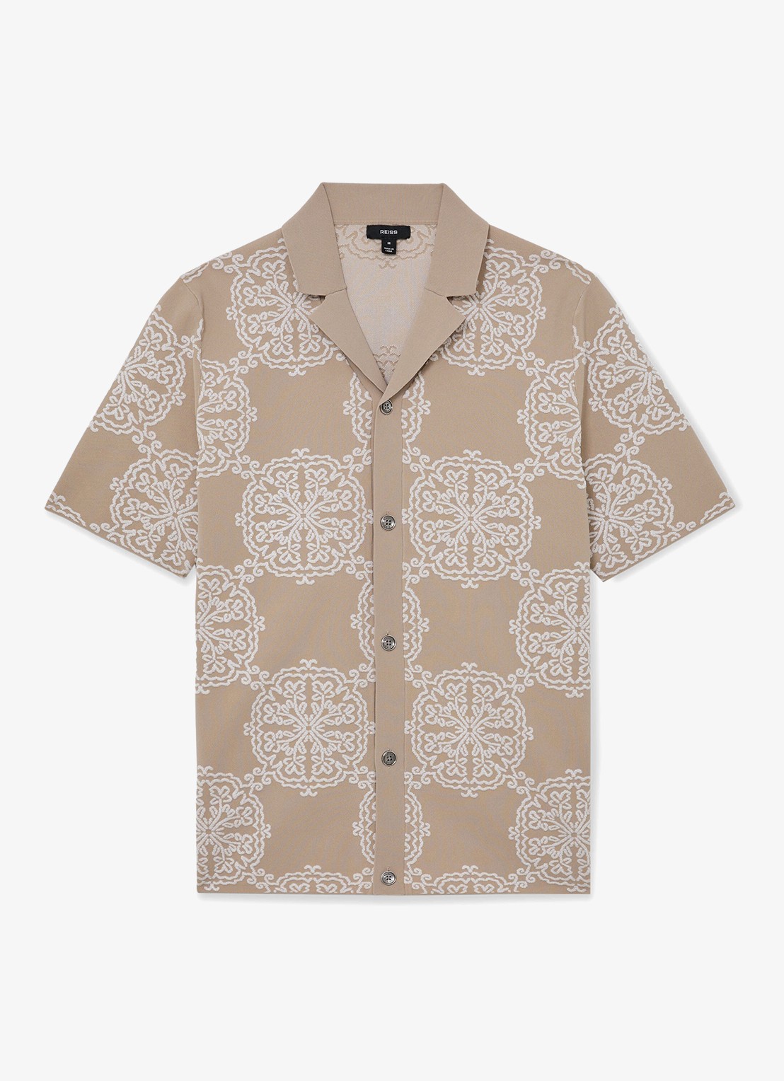 Reiss Gabriel regular fit overhemd met borduring - voorkant beige