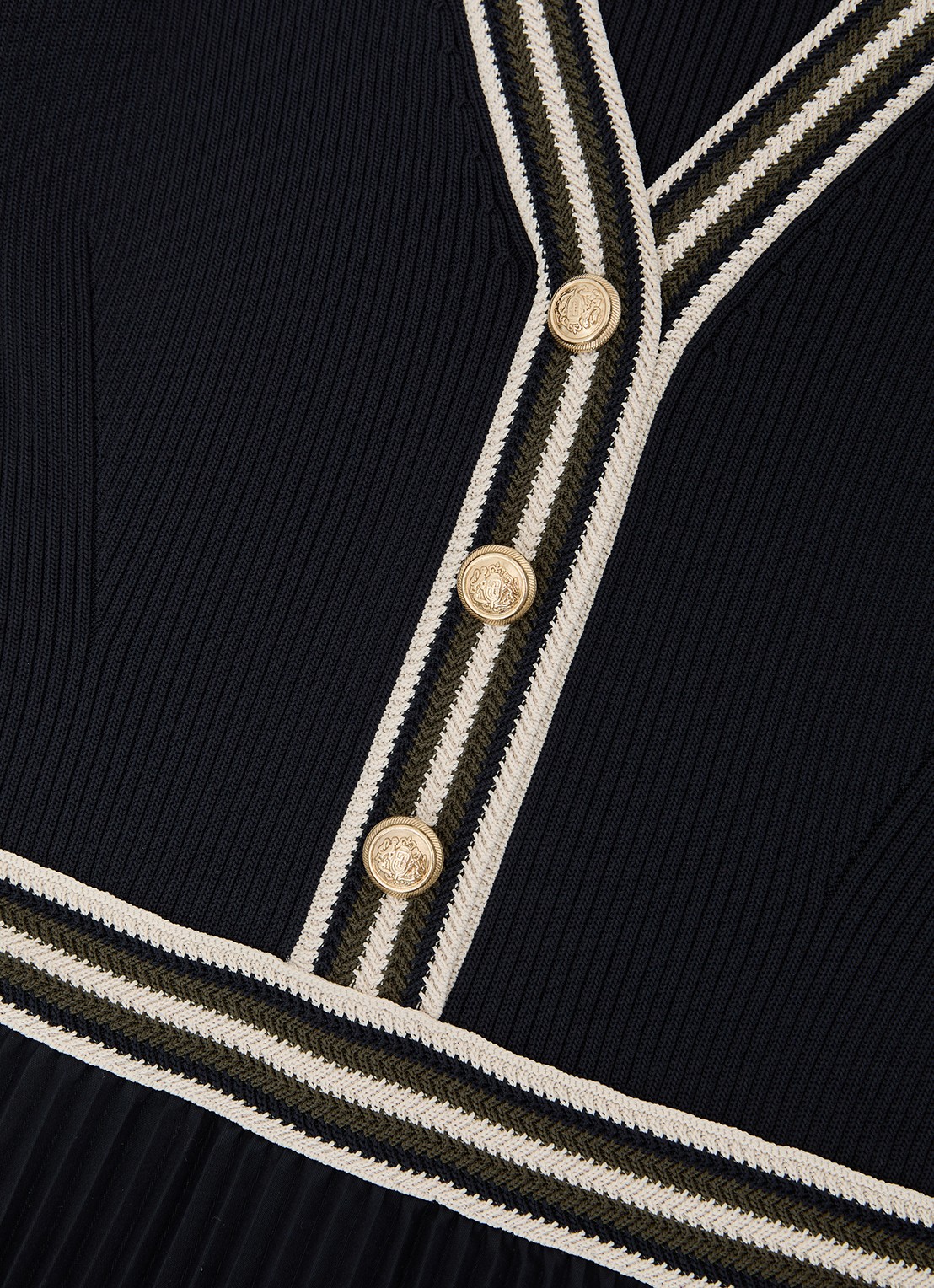 Reiss Gaia ribgebreide midi jurk met plooien - detail 6 donkerblauw