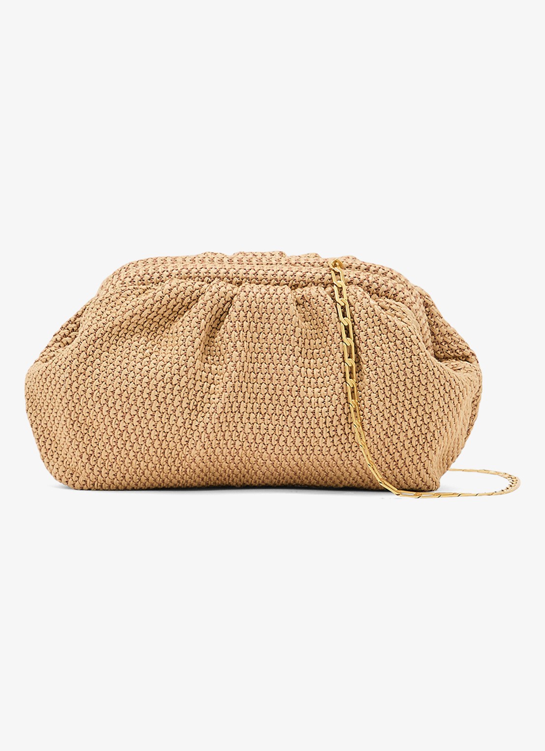 Reiss Georgia clutch met gevlochten detail en afneembare schouderriem - voorkant beige