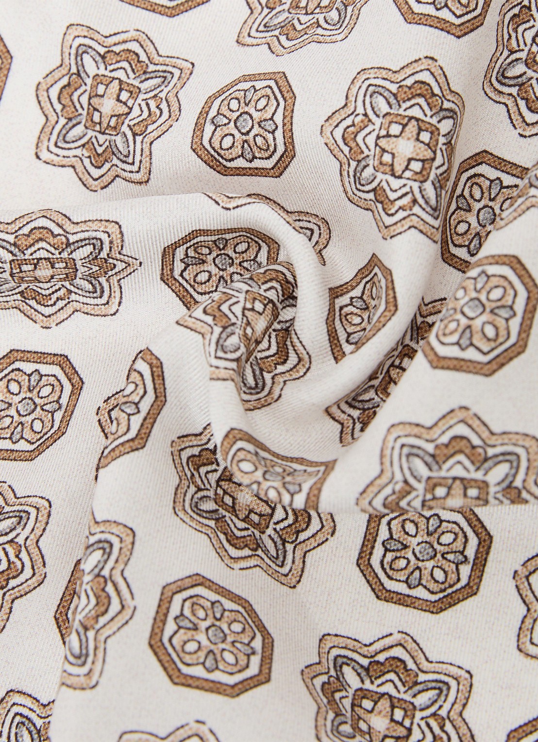 Reiss Gian pochet van zijde met grafische print - detail 2 ivoor