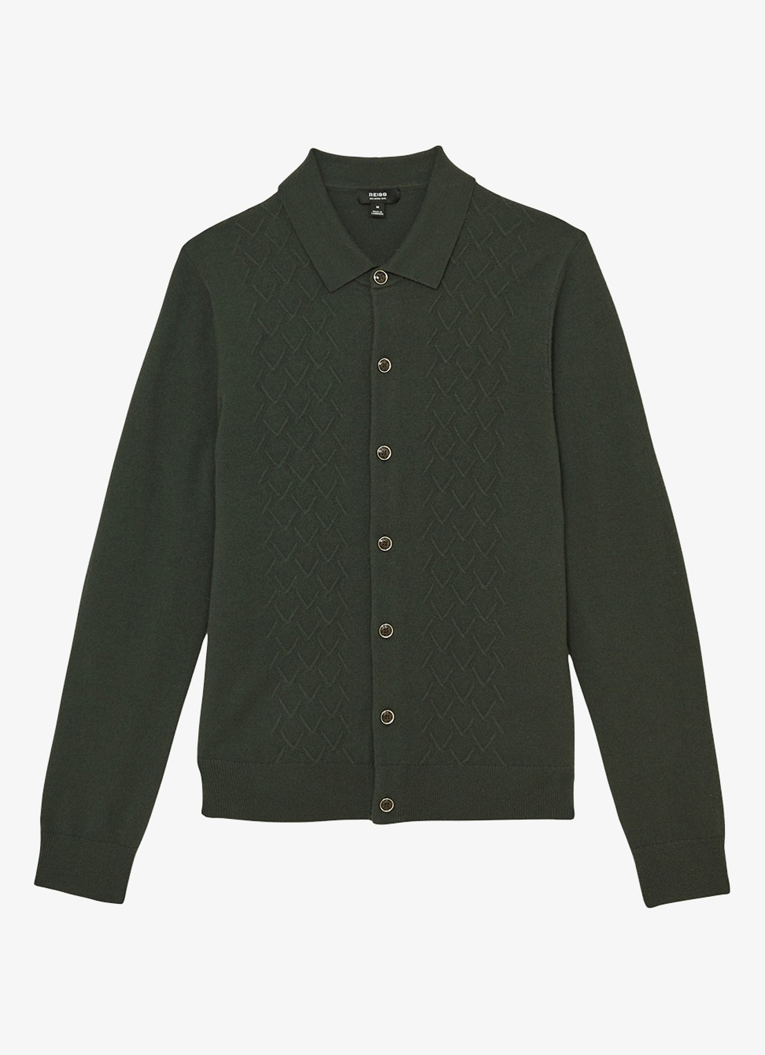Reiss Gideon vest met textuur - voorkant 2 donkergroen