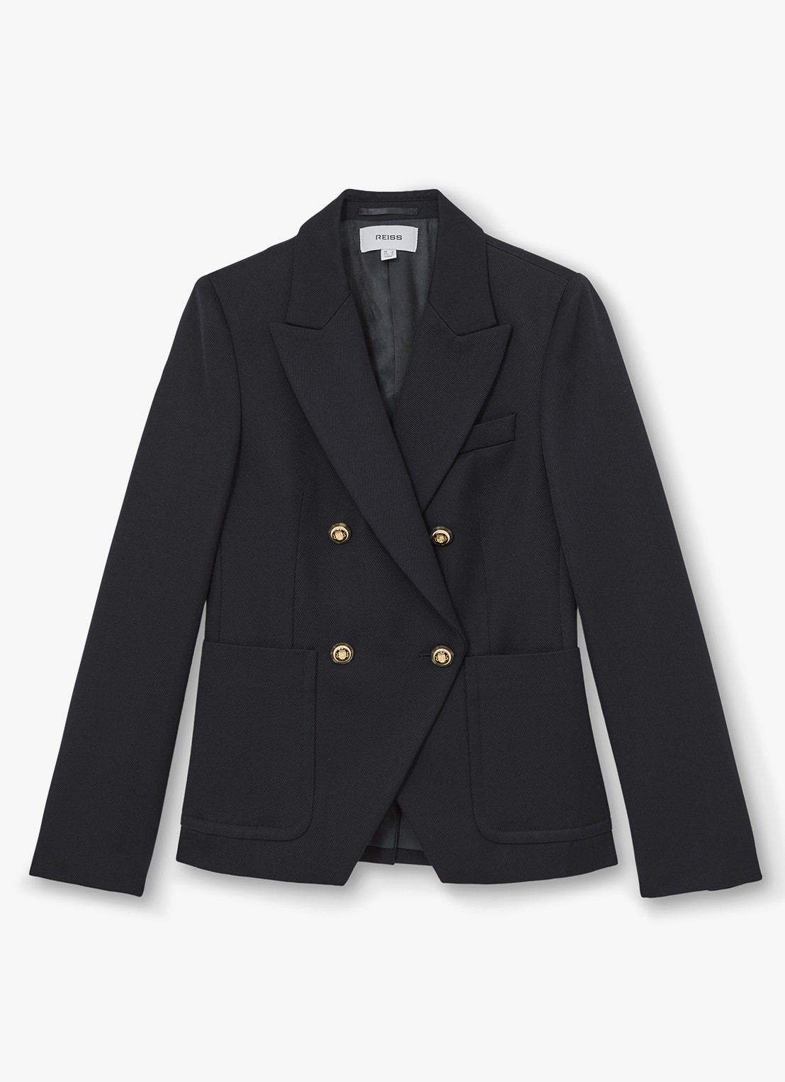 Reiss Gigi double-breasted blazer in wolblend met steekzakken - voorkant 5 donkerblauw