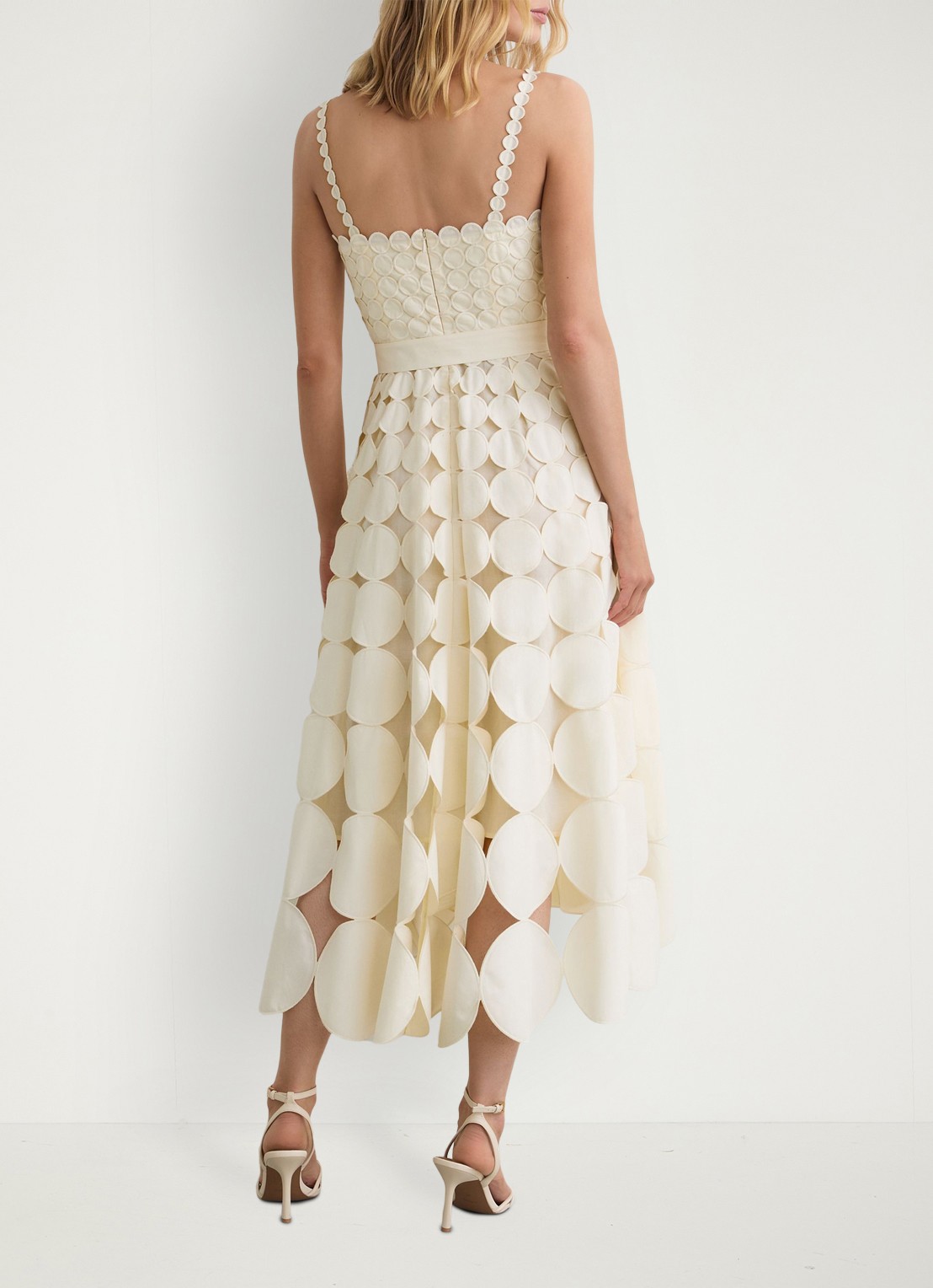 Reiss Gigi midi jurk met cut-out detail - achterkant creme