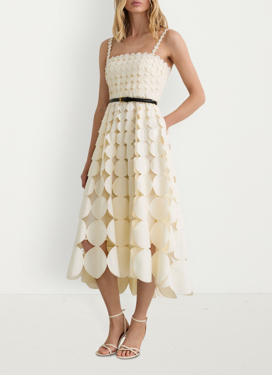 Reiss Gigi midi jurk met cut-out detail - detail 3 creme