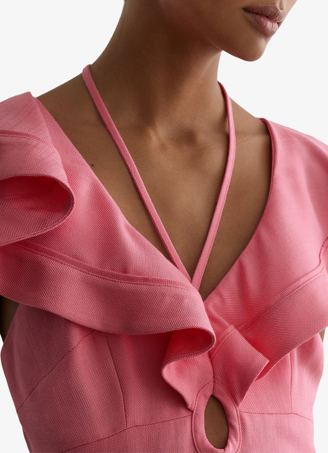 Reiss Giselle midi jurk met split en cut-out detail - detail 2 roze