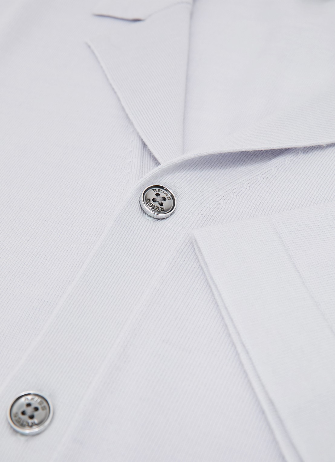 Reiss Grafton fijngebreid overhemd van merino wol - detail 6 lichtblauw