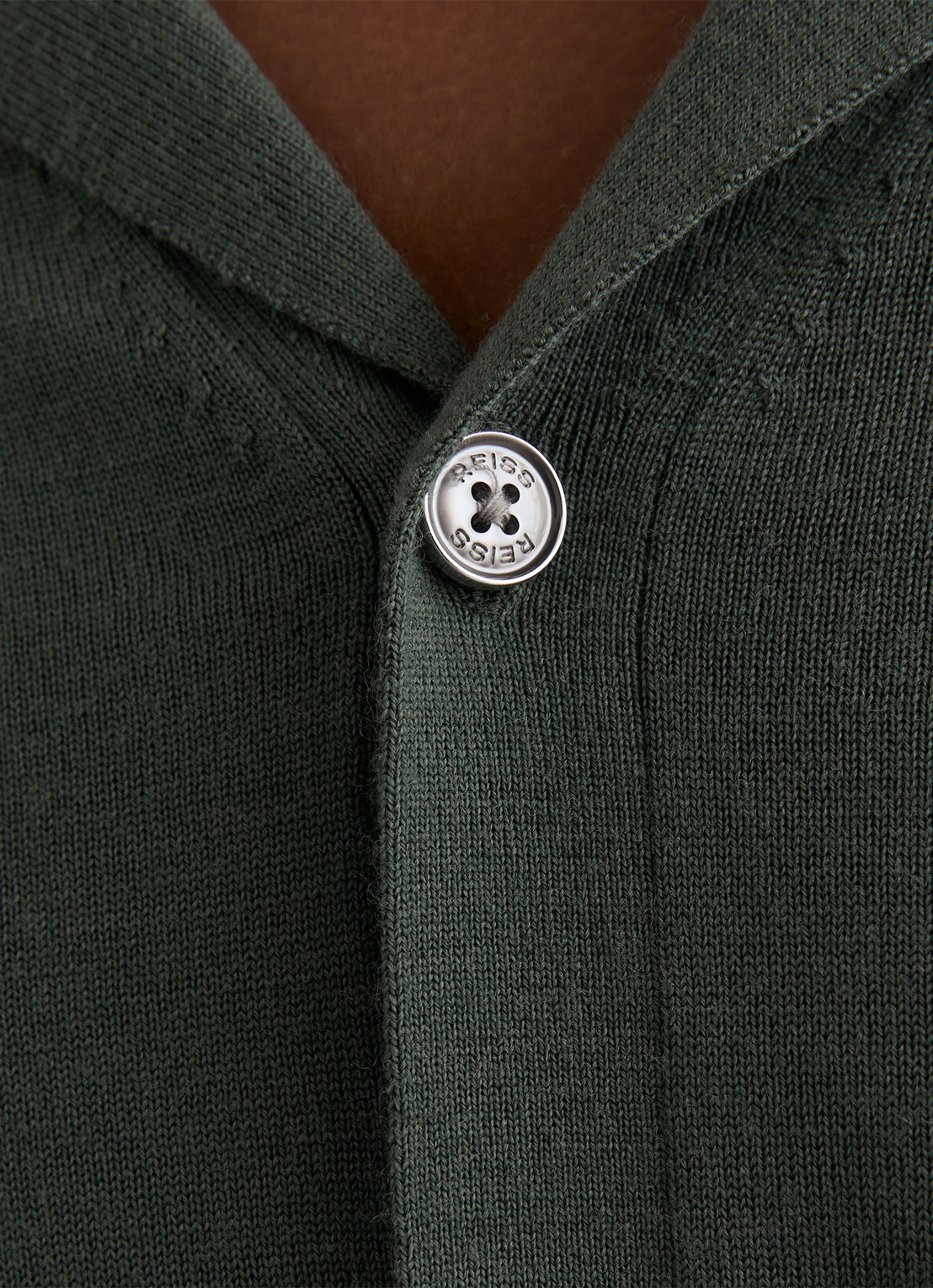 Reiss Grafton fijngebreid overhemd van merino wol - detail 5 kale green / groen