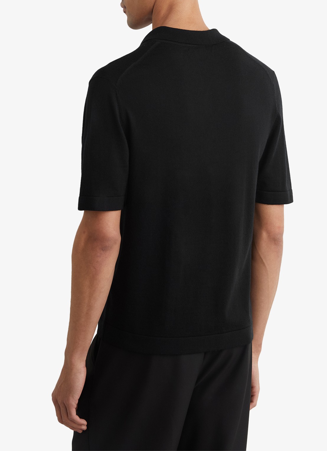 Reiss Grafton fijngebreid overhemd van merino wol - achterkant 5 black / zwart
