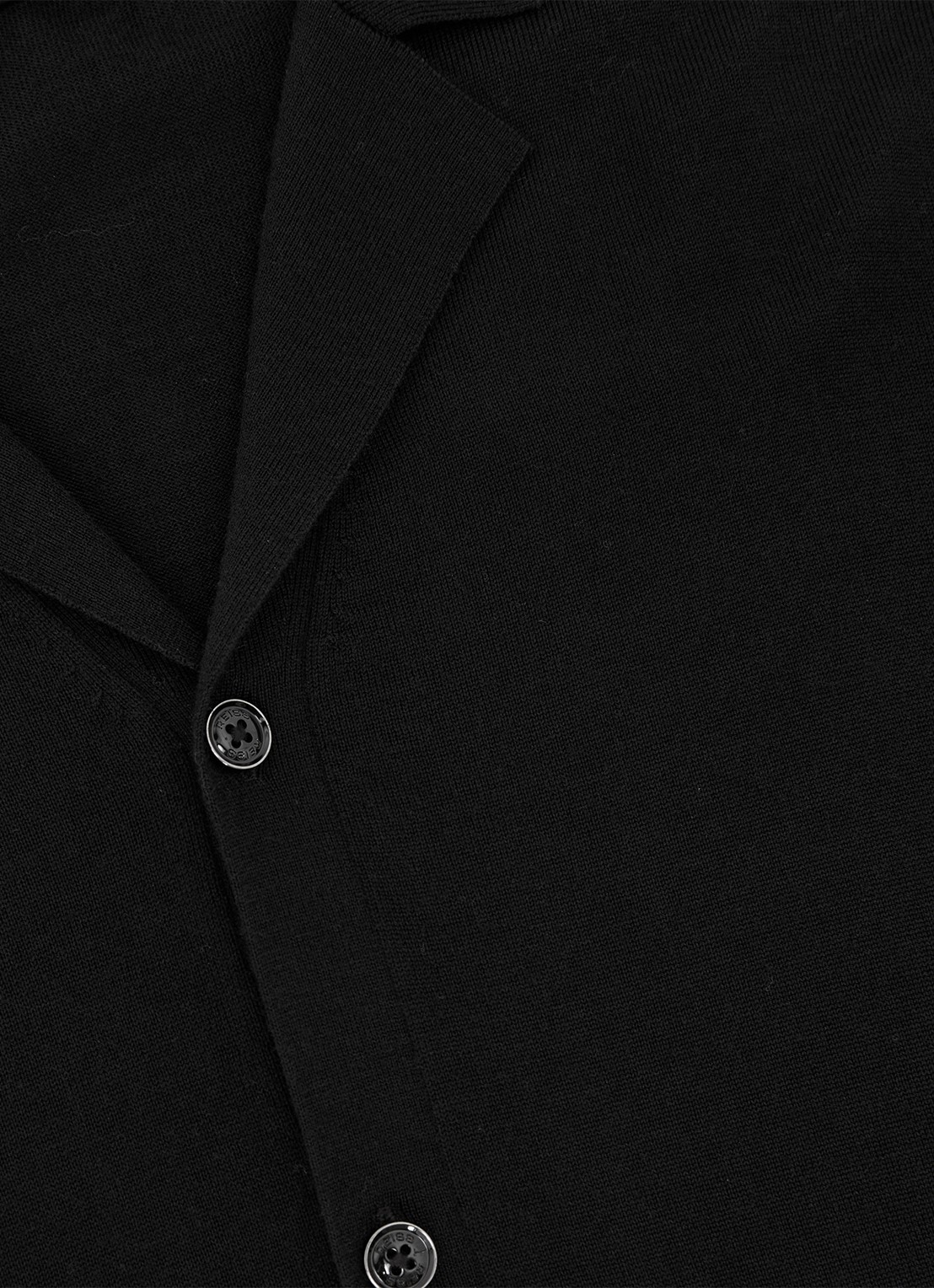 Reiss Grafton fijngebreid overhemd van merino wol - detail 3 black / zwart