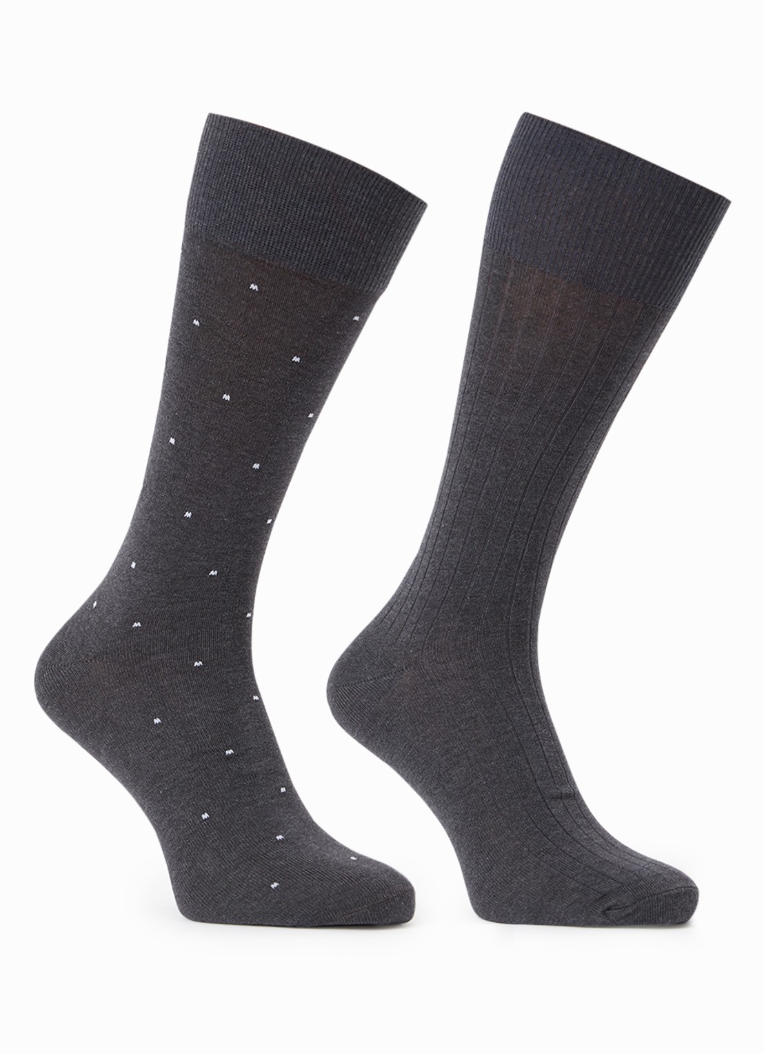 Reiss Graham sokken met print in 2-pack - voorkant antraciet