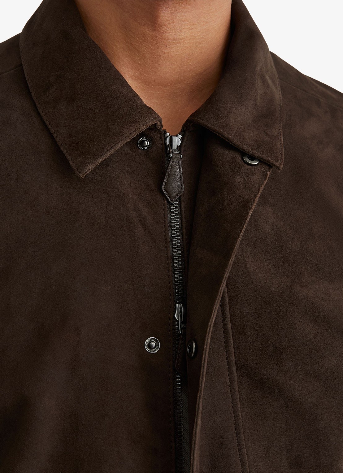 Reiss Granual jack van suède - detail 5 donkerbruin