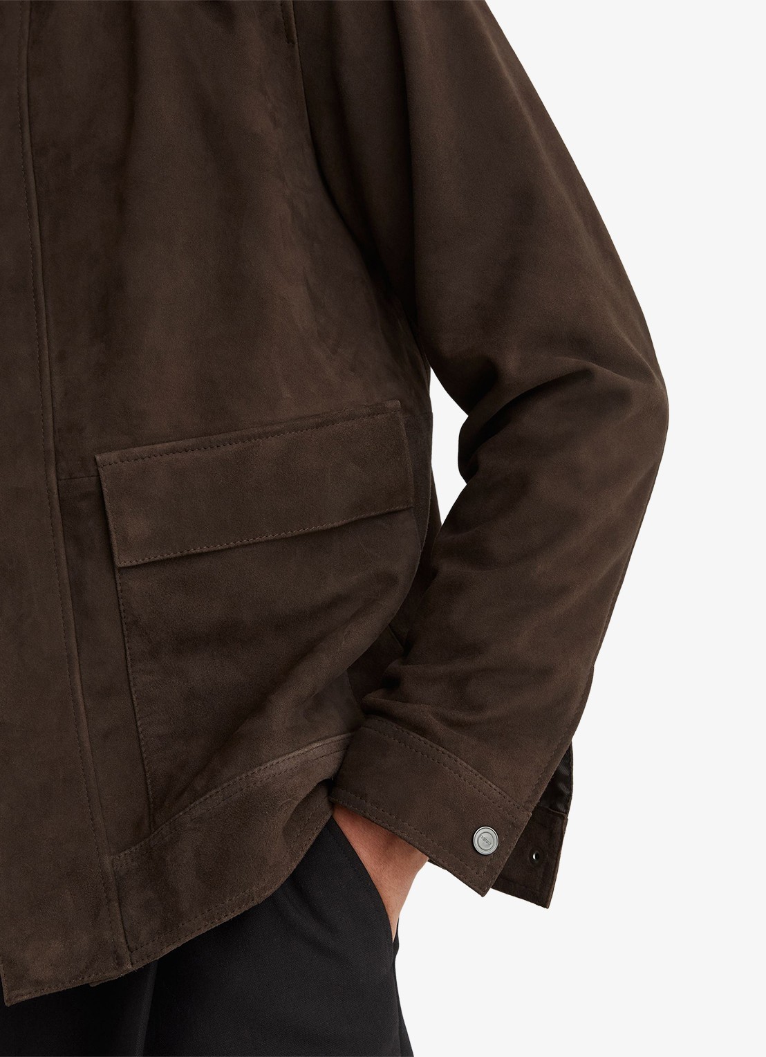 Reiss Granual jack van suède - detail 6 donkerbruin