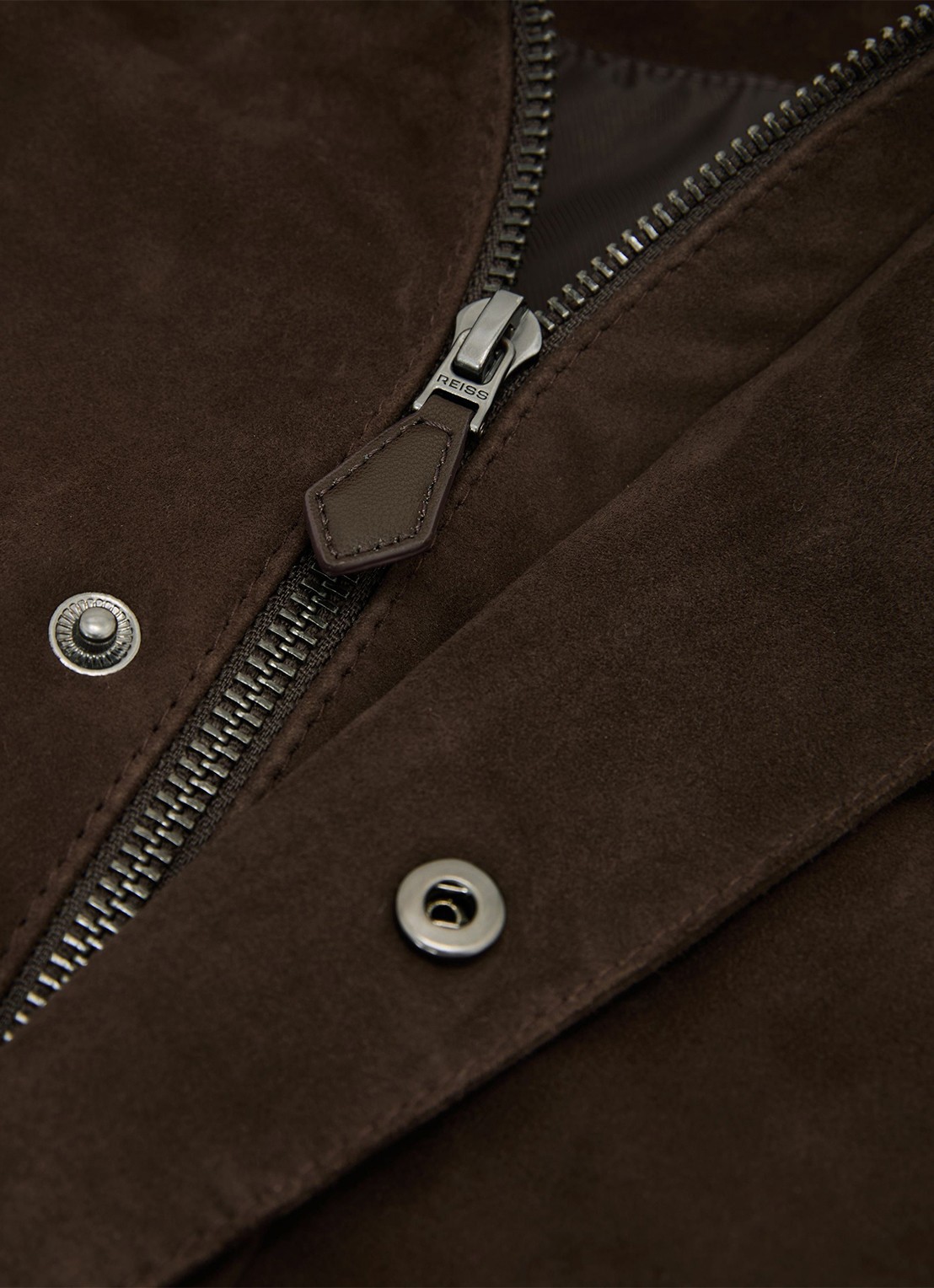 Reiss Granual jack van suède - detail 7 donkerbruin