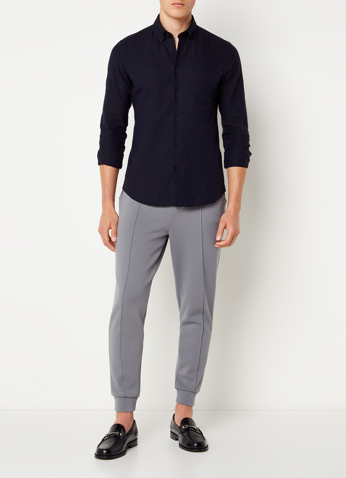 Reiss Greenwich slim fit overhemd met borstzak - voorkant 4 donkerblauw
