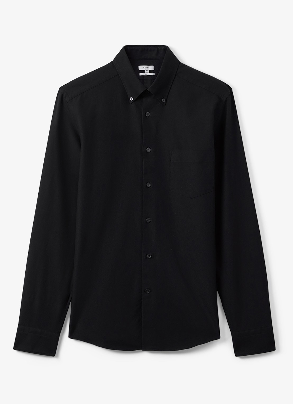 Reiss Greenwich slim fit overhemd met borstzak - voorkant 3 black / zwart