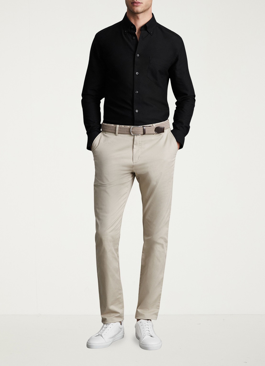 Reiss Greenwich slim fit overhemd met borstzak - voorkant 4 black / zwart