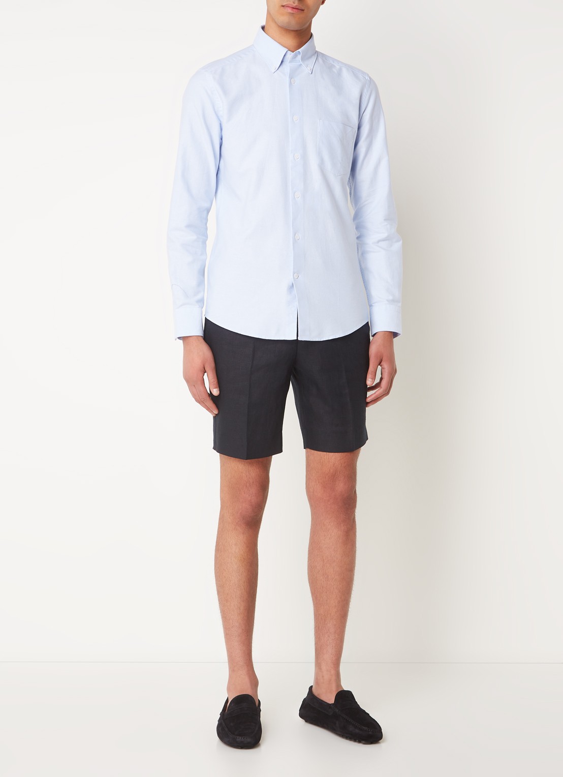 Reiss Greenwich slim fit overhemd met borstzak - voorkant 3 lichtblauw