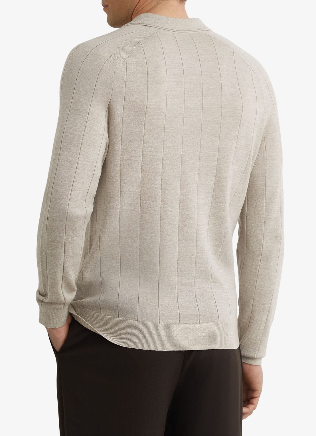 Reiss Greyson pullover in merino wolblend - achterkant 4 beige