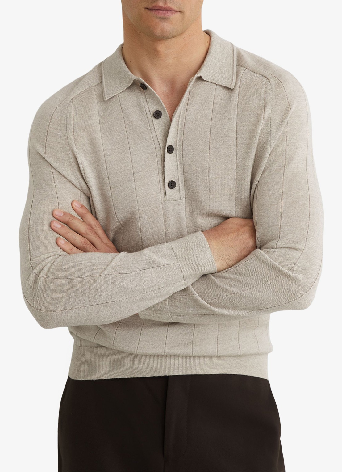 Reiss Greyson pullover in merino wolblend - detail beige