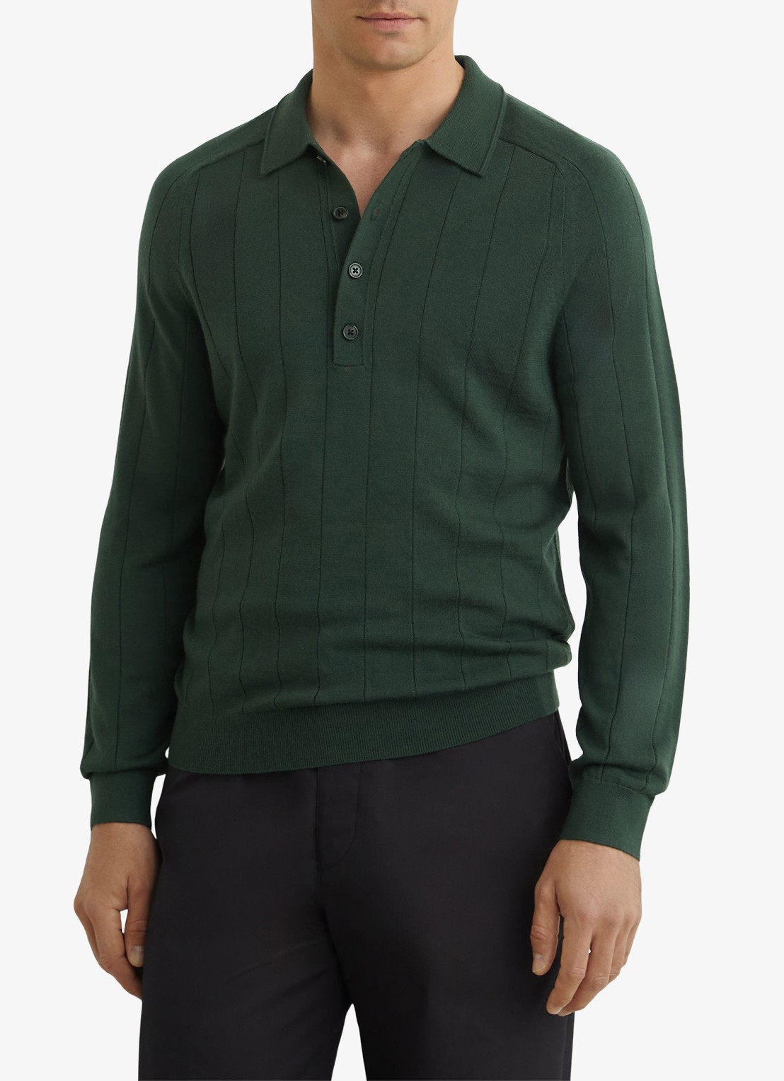 Reiss Greyson pullover in merino wolblend - detail 2 groen