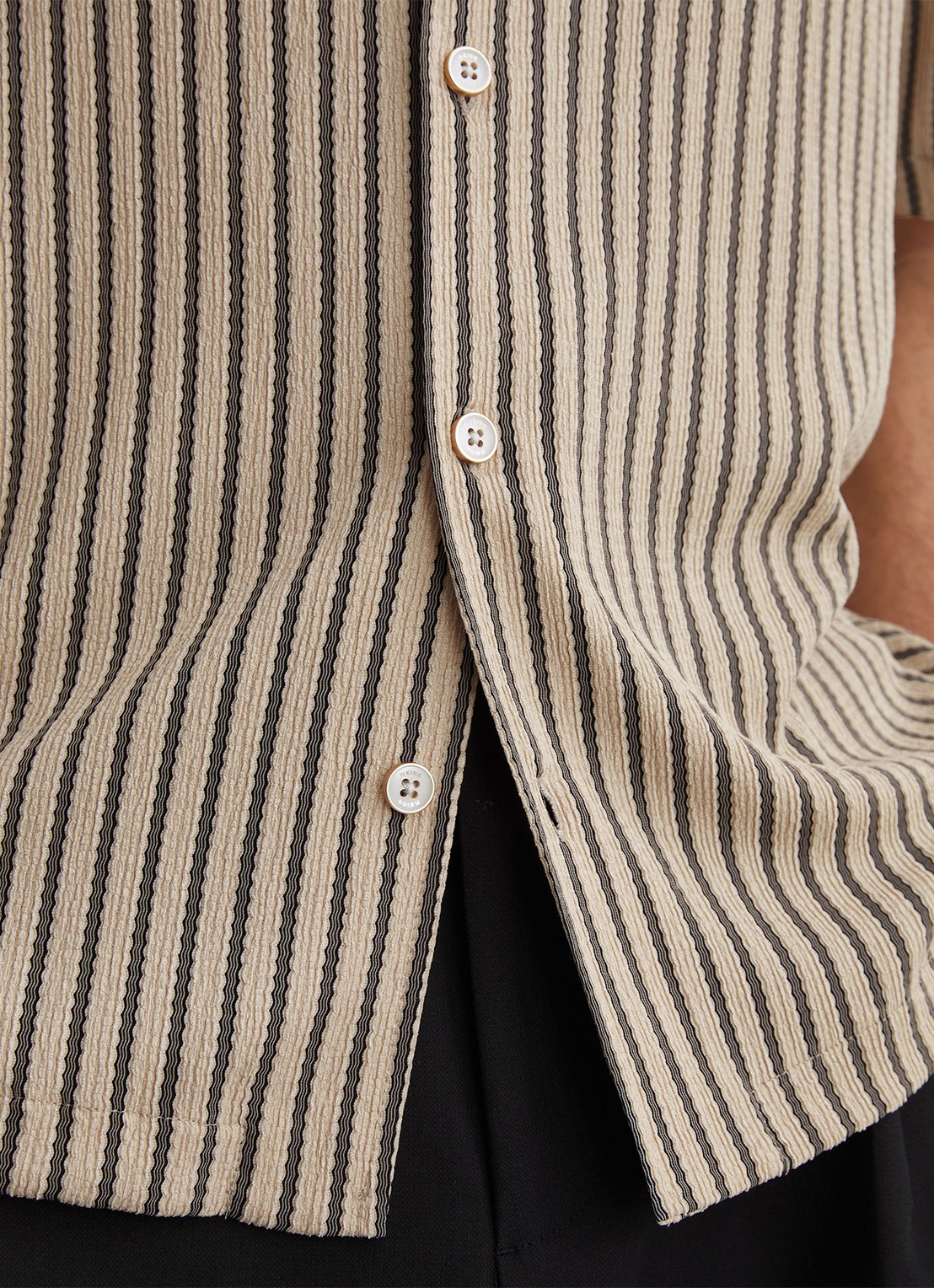 Reiss Griff regular fit overhemd met streepprint - detail 5 donkergrijs