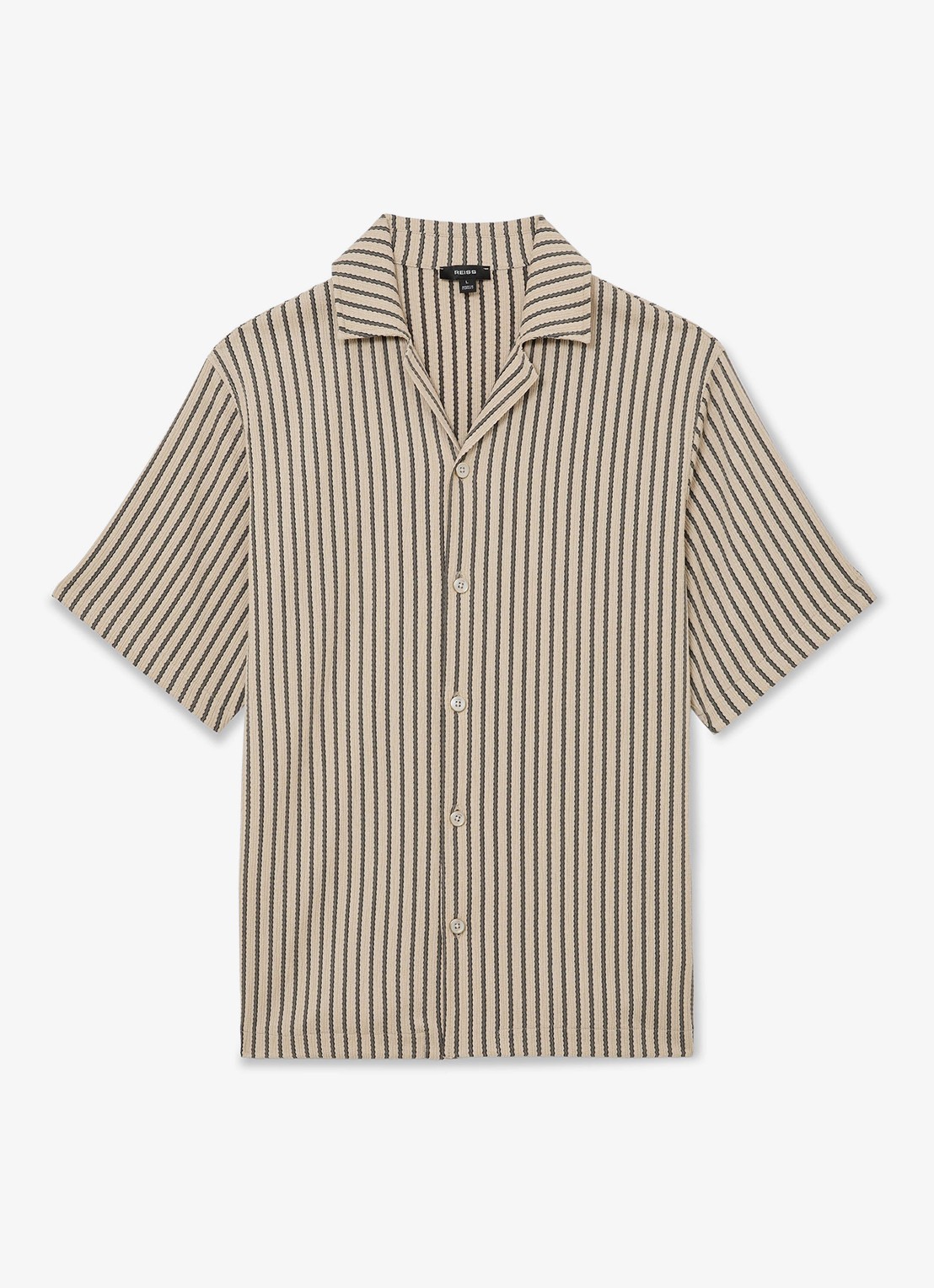 Reiss Griff regular fit overhemd met streepprint - voorkant 7 donkergrijs