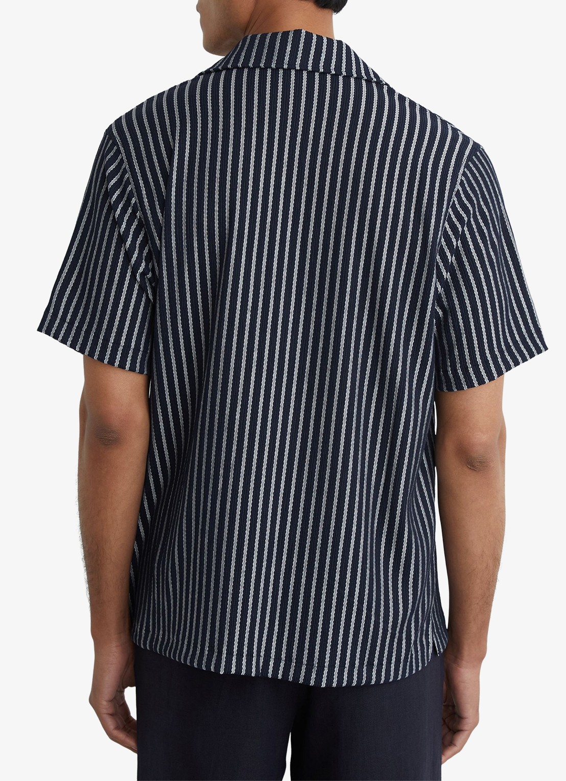 Reiss Griff regular fit overhemd met streepprint - achterkant 3 donkerblauw