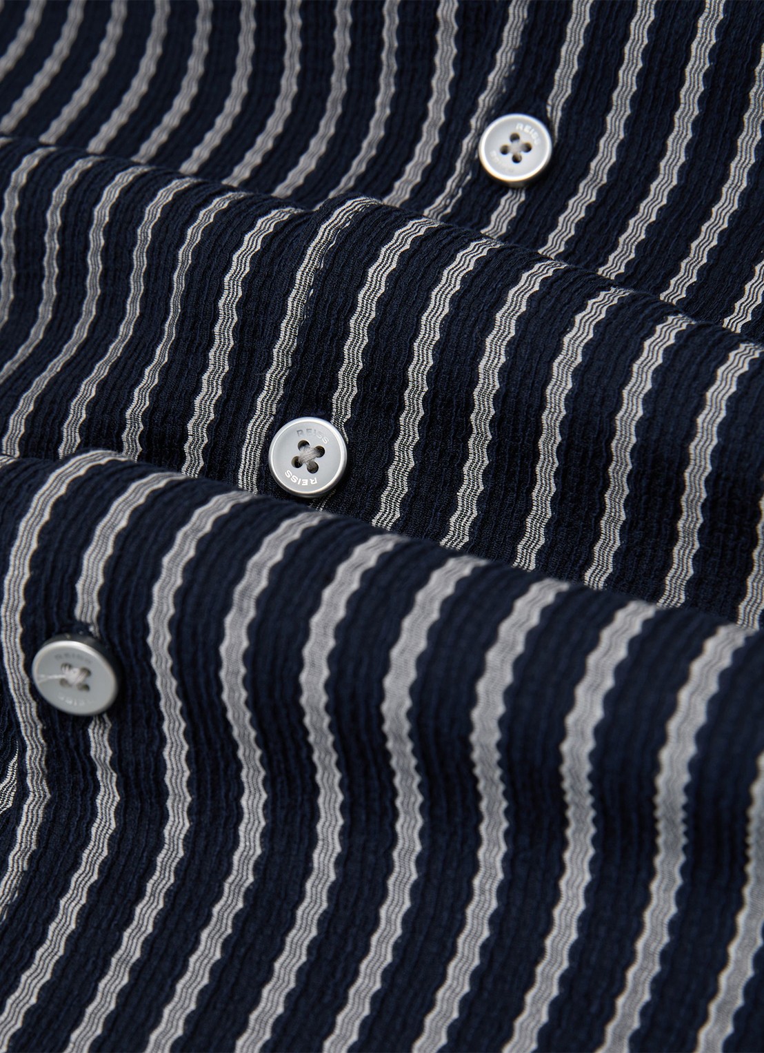 Reiss Griff regular fit overhemd met streepprint - detail 5 donkerblauw