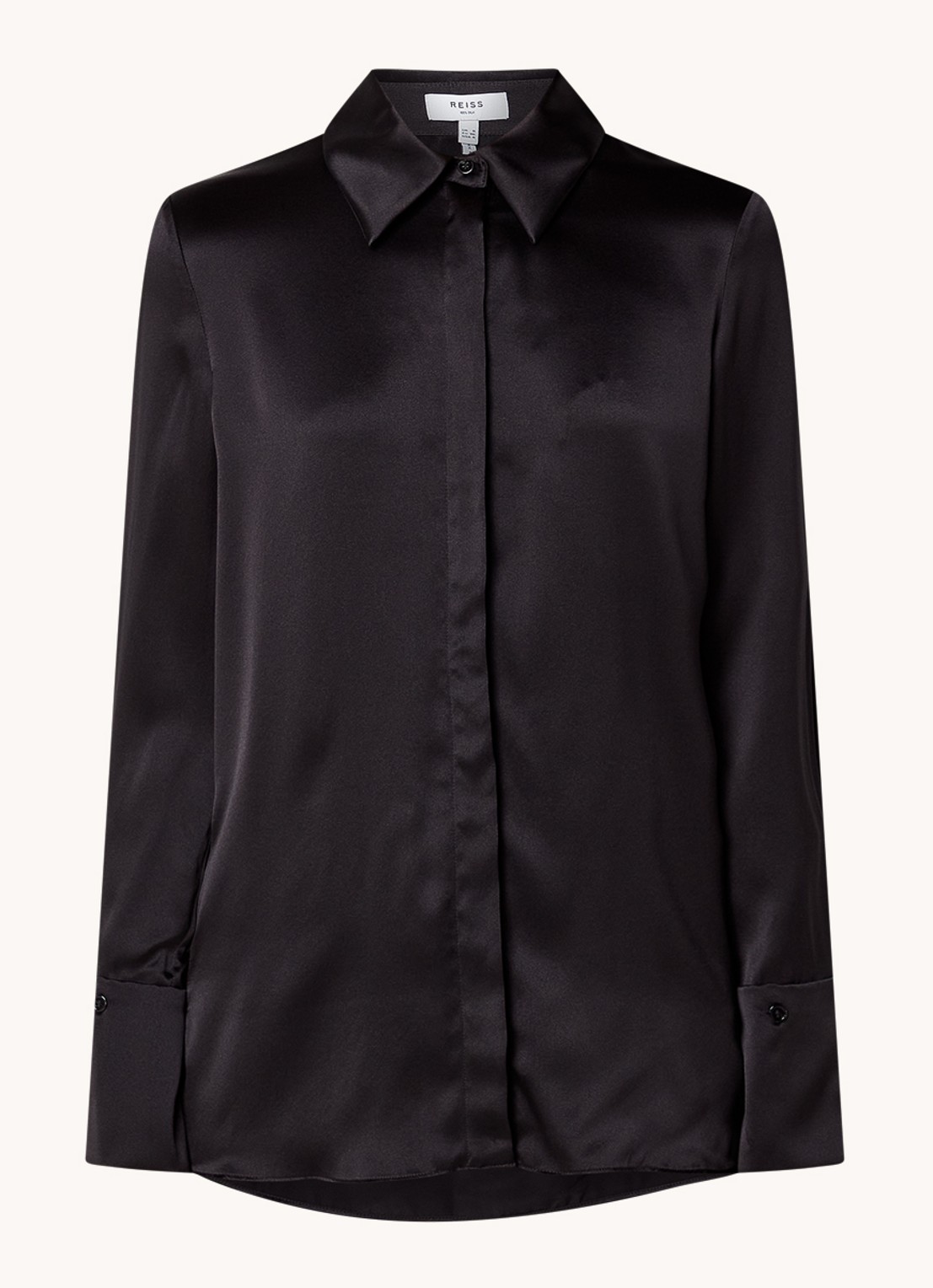 Reiss Hailey blouse van zijde - voorkant zwart