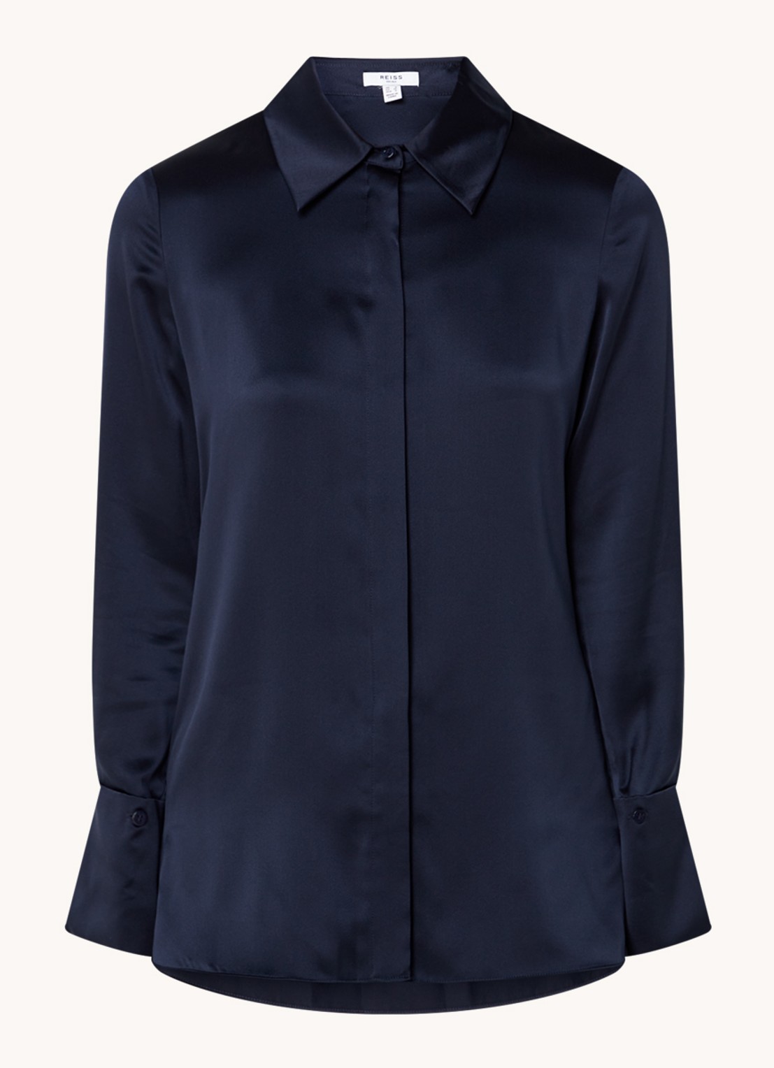 Reiss Hailey blouse van zijde - voorkant 3 donkerblauw