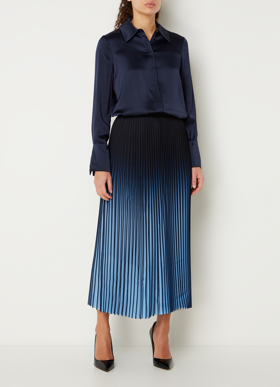 Reiss Hailey blouse van zijde - voorkant 4 donkerblauw